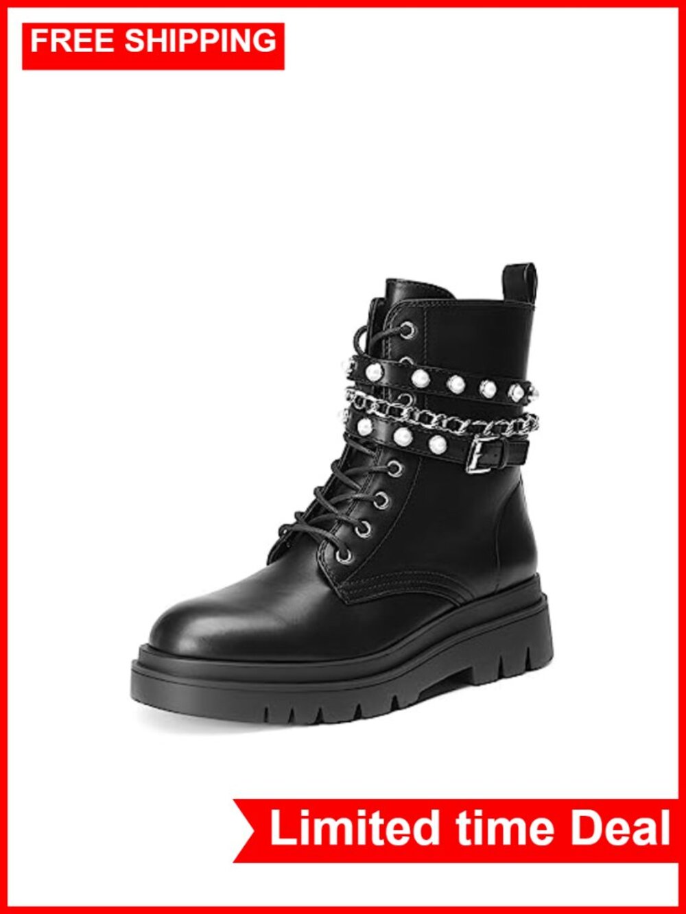 Women's Combat Boots Lace Up Ankle Booties Chunky Platform Punk Boots
